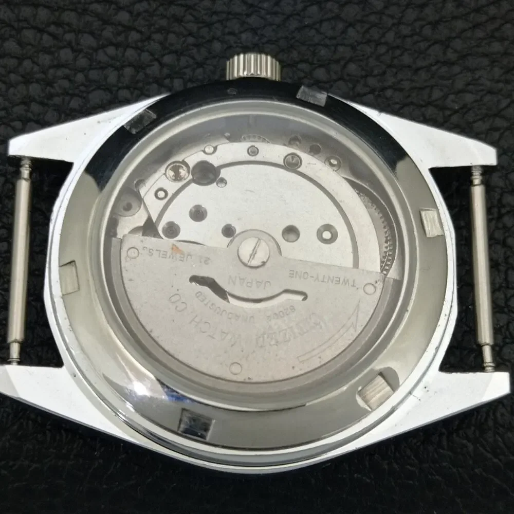 Vintage 1984 Citizen Automatic Mens Silver Watch W/daydate & Blue accents